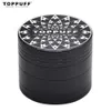 Toppuff Aluminium Herb Grinder 50mm 4 stycken CNC Diamond Tänkar metalltobakslipor Black Spice Crusher Olika mönster på LID2747578