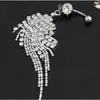 Diamant Tassel Belly Ring Roestvrij staal Sexy Crystal Pierced Navel Bell Button Rings Women Fashion Body Sieraden