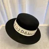 Women039s Wide Brim Felt Fedora Hat 100 Wool Felt Panama Hat with Gold Letter Webbing6170865