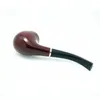 100pcs/lot Free Shipping Classic Wooden Smoking Tobacco Pipe Black Bent Stem with Filter Red Stand and Black Pouch