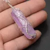 Pendant Necklaces Retro Fashion Natural Stone Purple Crystal Jewelry Irregularity Necklace Sweater Chain Women Wire Wrap Lucky Gif296R