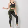 3 stück Nahtlose Yoga Set Hohe Taille Gestreiften Gym Kleidung Frauen Atmungsaktiv Schnell Trocknend Schlanke Leggings Fitness Sets Crop Aktiv tragen8565212