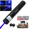 2PACK 301 Powerful Blue Violet Laser Pen Pointer 405nm Beam Light Teaching Focus Laser Pen+ 18650 Battery + Charger