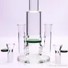 Double joints bong narguilés nid d'abeille perc dab plate-forme pétrolière plates-formes pétrolières fumer des conduites d'eau bongs en verre vert classique