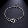 Hot Selling Fashion 925 Silver Infinity Love Heart Armbanden 26 Letters initialen Anklet Armband voor Sieraden Groothandel