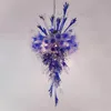 Wisiorek Światła Żyrandol Oświetlenie dmuchanego szkła Żyrandol z żarówkami Led Niebieskie jasne lampy żyrandolowe 48 cali na Boże Narodzenie Art Decor