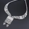 Utsökta Dubai Silver Crystal Jewelry Set Woman Wedding Party Halsband örhänge Set Fashion African Beads Jewelry Set