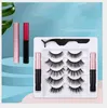 Wholesale 3D imitation mink eyelashes magnet eyelashes 5 pairs of magnet eyelashes set double tube magnetic Eyeliner