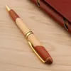 Penna a sfera in legno di metallo di lusso Doppio colore insieme Inchiostro dorato Firma a sfera Clip Materiale scolastico per ufficio1