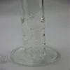물 담뱃대 직경 50mm 유리 봉 투명한 물 파이프 더블 벌집 perc 고품질 12 인치 높이 봉지