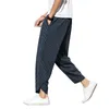 Fashion Male Striped Casual Pants 2020 New Men High Waist Lace-up Trousers for Man ( White/Gray/Black/Navy)