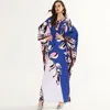 Women's Runway Dresses O Neck Batwing Sleeves Floral Printed Loose Design Elegant Maxi Long Casual Dresses Robes