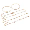 Conjunto de pulseiras multicamadas Arrow, pulseira de cristal, diamante, correntes de ouro, pulseiras femininas, pulseira, punho, moda, joias hip hop