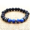 MG0769 nouveau Design hommes bleu marine sédiments de mer jaspe Bracelet pierre de lave Yoga perlé poignet Mala Bracelet