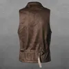 남자 캐주얼 스웨이드 Gilet 조끼 조끼 자켓 따뜻한 민소매 따뜻한 빈티지 레트로 코트 가을 겨울 검은 갈색