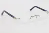 人気の新しいリムレスブループランク眼鏡フレームC装飾18Kゴールドフレームグラスメンメンアイウェアファッションアクセサリー282O