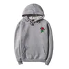 Autumn Winter Rose Hoodies Men's Sweatshirts Rose Embroidery Cotton Men Women Oversize Hoody US Size XS-XL