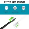 Genkent sonic elektrisk tandborste IPX7 Vattentät Trådlös uppladdningsbar tandborste med 2 ersättningsborste huvuden svart vit
