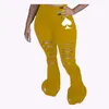 Damskie spodnie Bootcut Spodnie Flare Spodnie Legging Casual Spodnie Moda Drukuj Sexy Hole Nod Kobiet Spodnie Sportowe KLW4677