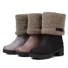 Fitwee Tamanho 33-43 Mulheres botas de neve de neve peles saltos altos botas de tornozelas de inverno de inverno feminina moda grossa calcanhas de calcanhar1
