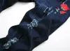 Men's Jeans Rose Embroidered For Men Designer Fashion Skinny Pencil Pants Holes Blue Denim Spring Autumn