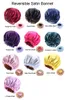 New Hijab Reversible Satin Bonnet Double Layer Large Size Sleep Night Cap Head Cover Bonnet Hat for For Curly Springy Hair Black