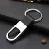 Fashion Key Ring Business Mens Silver Metal Keychain Black Leather Keyring Creative Gift Hip Hop Jewelry