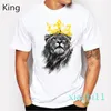 Hot Sale Fashion Men 'S Lastest Fashion Short Sleeve Polyester King Of Lion Printed T -Shirt Funny Tee Shirts Hipster O -Neck Cool Tops