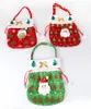 Bolsa de dulces no tejida de Navidad, bolsa de regalo de joyería de regalo verde rojo con dibujo de Papá Noel y muñeco de nieve, bolsa de almacenamiento de dulces para niños