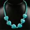 Collier de Perles Pendentif Coeur 18 "hurler turquoise