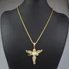 Nieuwe Mode Mannen Hip Hop Ketting Goud Zilver Kleur CZ Hoek Hanger Ketting met Touw Ketting Leuk Cadeau7977772