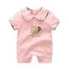 夏のラペルスベビーロンパース赤ちゃん男の子の女の子服生まれたばかりの幼児の半袖の薄い子供の服