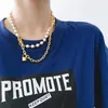 Designer di lusso gioielli da uomo collana oro doppio spessore catene di spessore serratura collane per perle per le donne in acciaio inox sliver punk hip hop