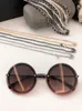 New high-quality round chain sunglasses metal leather pearl chain rectangular glasses