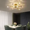 Luxury Living Room Copper Ceiling Light Postmodern Minimalist Nordic Creative Personality Home Restaurant Molecular Crystal Lamp