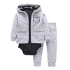 Baby Boy Girl Clothes Set Cotton Long Sleeve Hooded Jacket Pant Rompers New Born Infant Toddler Outfits Unisex Nyfödda kläder Y23881182