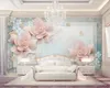 Photo Wallpaper 3d Flower Modern Wallpaper Luxury Pink Beautiful 3d Flower European TV background Wall Romantic Floral 3d Wallpaper