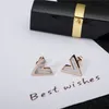 YUN RUO Brand 316L Stainless Steel Rose Gold Color White Black Shell V Shape Stud Earring Woman Jewelry Prevent Allergy and Fade7367209