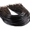 Zwarte Wax Lederen Slangenketting 1,5 cm / 2,0 cm Koordkoord Touw Draadverlengerketting met Karabijn Diy Mode-sieraden Component in