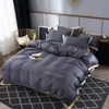 Sier luxe beddengoed set 4 stks platte laken korte dekbedovertrek sets koning comfortabele quilt covers queen size beddclothes linnen y200111