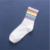 Chaussettes arc-en-ciel femmes automne bonbons couleurs ins corée du sud Zhongtong marée Net rouge rayure coton chaussettes rue chaussettes