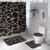 Nouveau motif imprimé en marbre rideau de douche de salle de bain piédestal tapis couvercle couvercle de toilette tapis de bain de bain non glissant 7952368