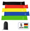 5pcs 600*50mm Resistance Rubber Loop Exercise Bands Set Fitness Strength Training Gym Yoga Equipment Elastic Bands Support Logo Print