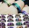 50st Regnbågsblått rostfritt stål bandringar Män Kvinnor Mode Charm Ringar Färgmix Partihandel Smycken massor