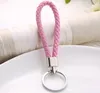 PU Leather Braided Woven Keychain Rope Rings Fit DIY Circle Pendant Key Chains Holder Car Keyrings 30 colors for choice Wholesale