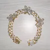 Bracelet de cheville papillon en strass, chaîne à maillons cubains, Bracelets de pied larges pour femmes, bijoux de plage hh886405006