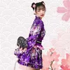 Japanese Floral Girls Costume Halloween Anime Cosplay Uniform Women Themed Party Outfit Sexy purple Sakura Kimono Fancy Dress