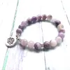 MG0984 Bracciale lilla da 8 mm per donna Bracciale con pietre preziose naturali Lotus Yoga Mala Braccialetto alla moda per la protezione dell'energia da meditazione297O