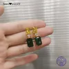 Natural Green Emerald Earrings Gold Fine Jewelry Stud Emerald Earrings 925 Sterling Silver Personlig födelsedagspresent1867001