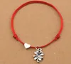 20 sztuk / partii Lucky Red Cord Heart Love Four Leaf Clover Charm Bransoletki Regulowane Dla Kobiet Mężczyzn Najlepsza Przyjaciel Para Koniczyna Biżuteria Prezenty